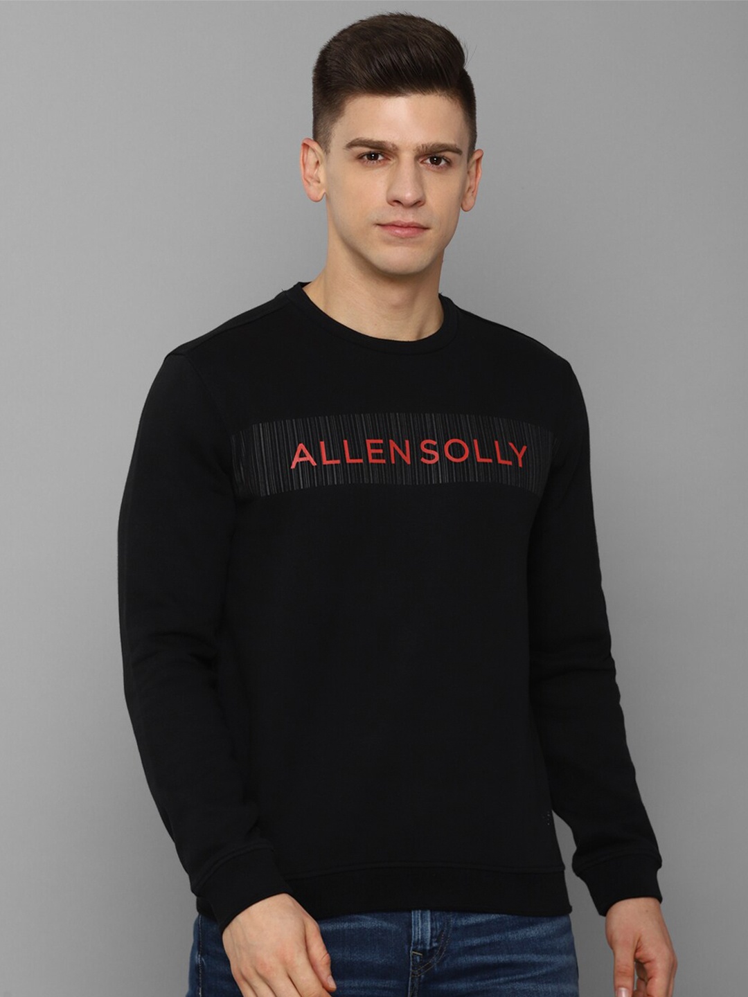 Allen Solly Men Black Printed Pure Cotton Sweatshirt