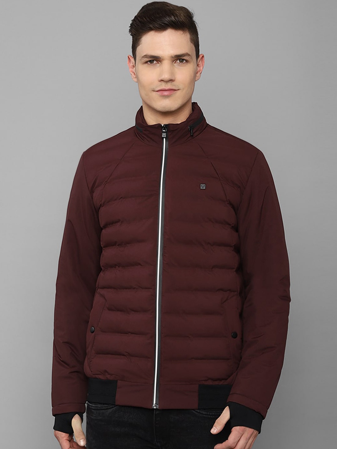 Allen Solly Men Maroon Cotton Solid Puffer Jacket
