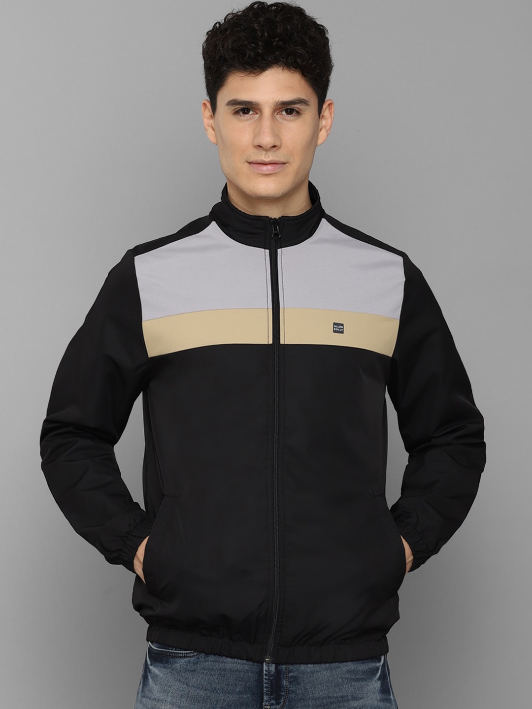 Allen Solly Men Black And White Colourblocked Stand Collar Long Sleeves Bomber Jacket
Allen Solly Men Black And White Colourblocked Stand Collar Long Sleeves Bomber Jacket