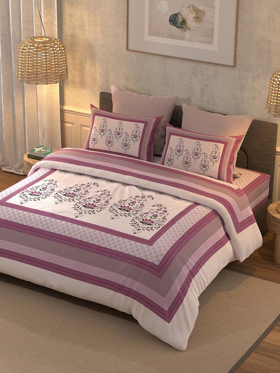 BELLA CASA Pink & White 350TC Ethnic Motifs Pure Cotton King Bedsheet with 2 Pillow Covers
BELLA CASA Pink & White 350TC Ethnic Motifs Pure Cotton King Bedsheet with 2 Pillow Covers