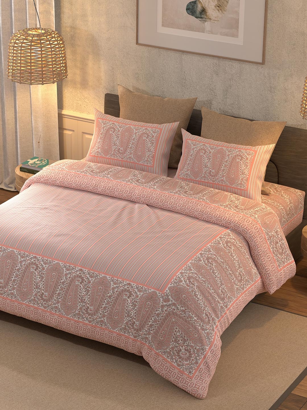 BELLA CASA Pink & Off White Printed 350 TC Cotton King Bedsheet With 2 Pillow Covers
BELLA CASA Pink & Off White Printed 350 TC Cotton King Bedsheet With 2 Pillow Covers