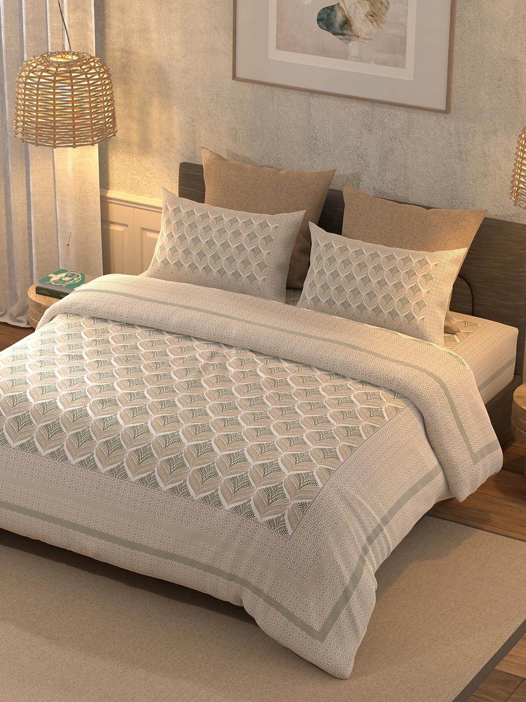 BELLA CASA Beige & Off White Ethnic Motifs 350 TC King Bedsheet with 2 Pillow Covers
BELLA CASA Beige & Off White Ethnic Motifs 350 TC King Bedsheet with 2 Pillow Covers