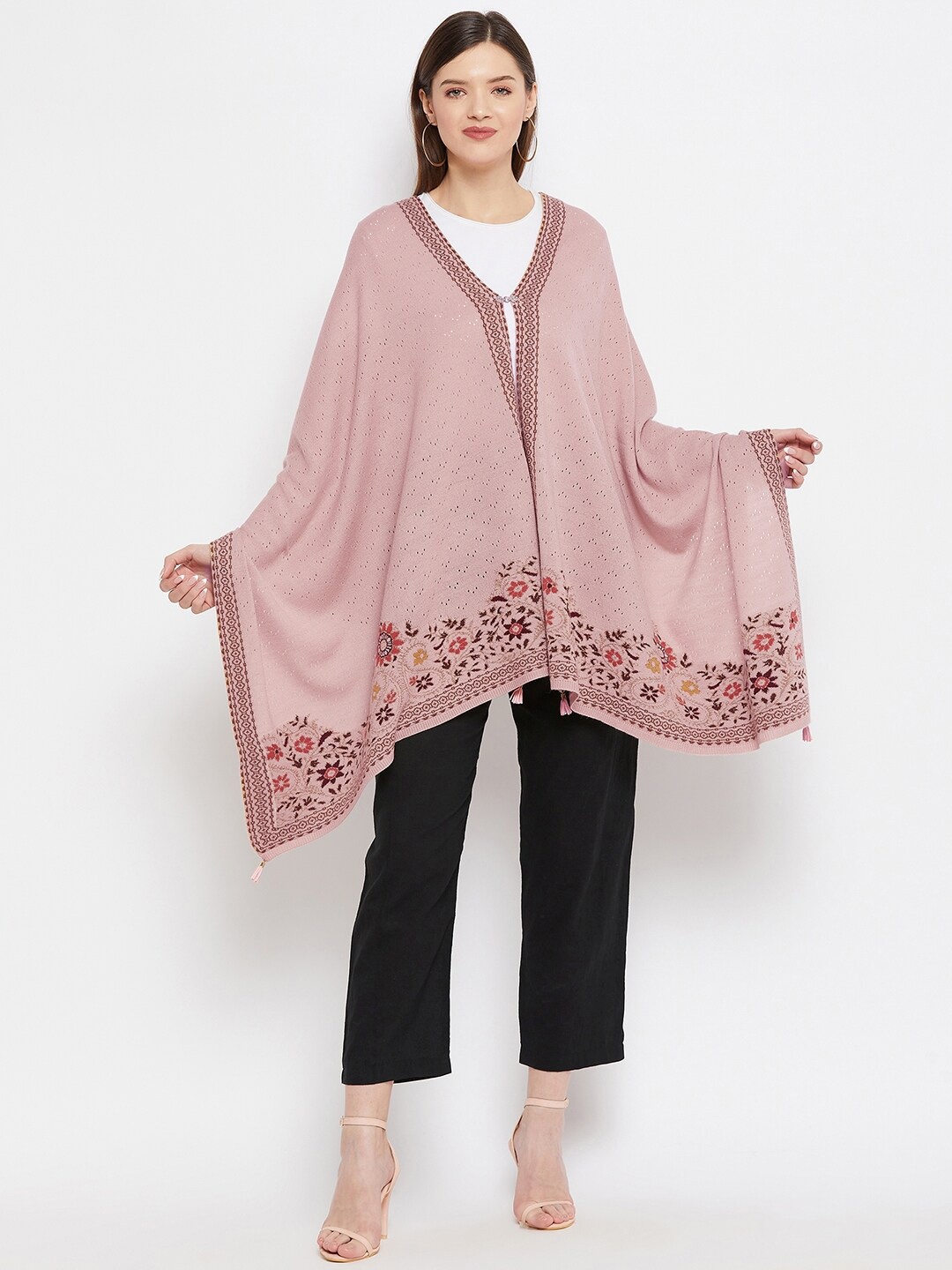 Knitstudio Women Rose Woven-Design Shawl