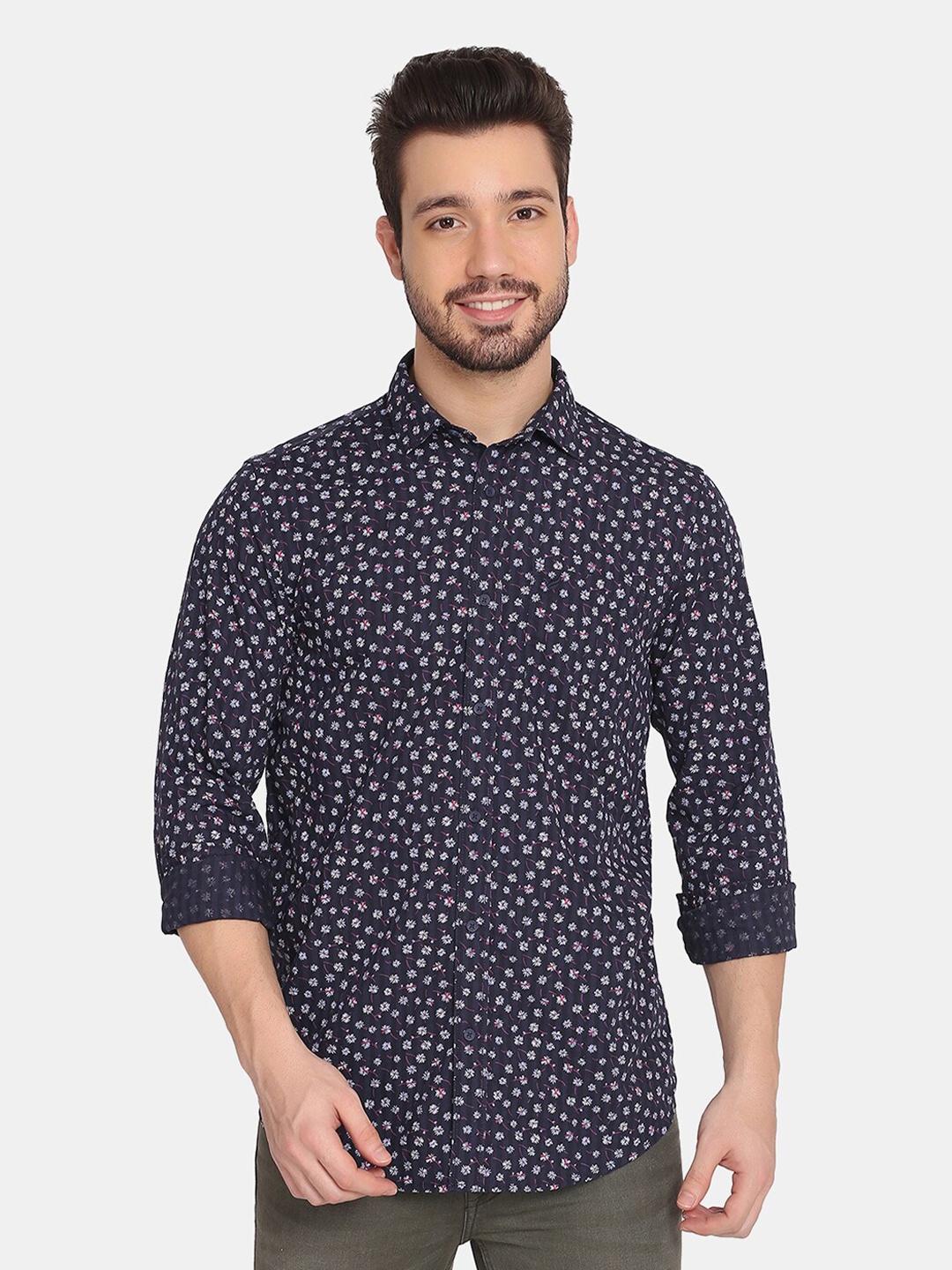 Blackberrys Men Navy Blue India Slim Slim Fit Printed Casual Shirt