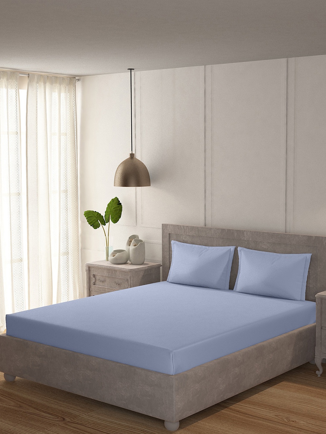 Duroflex Blue 300 TC Solid Pure Cotton Antibacterial King Bedsheet & 2 Pillow Covers
Duroflex Blue 300 TC Solid Pure Cotton Antibacterial King Bedsheet & 2 Pillow Covers