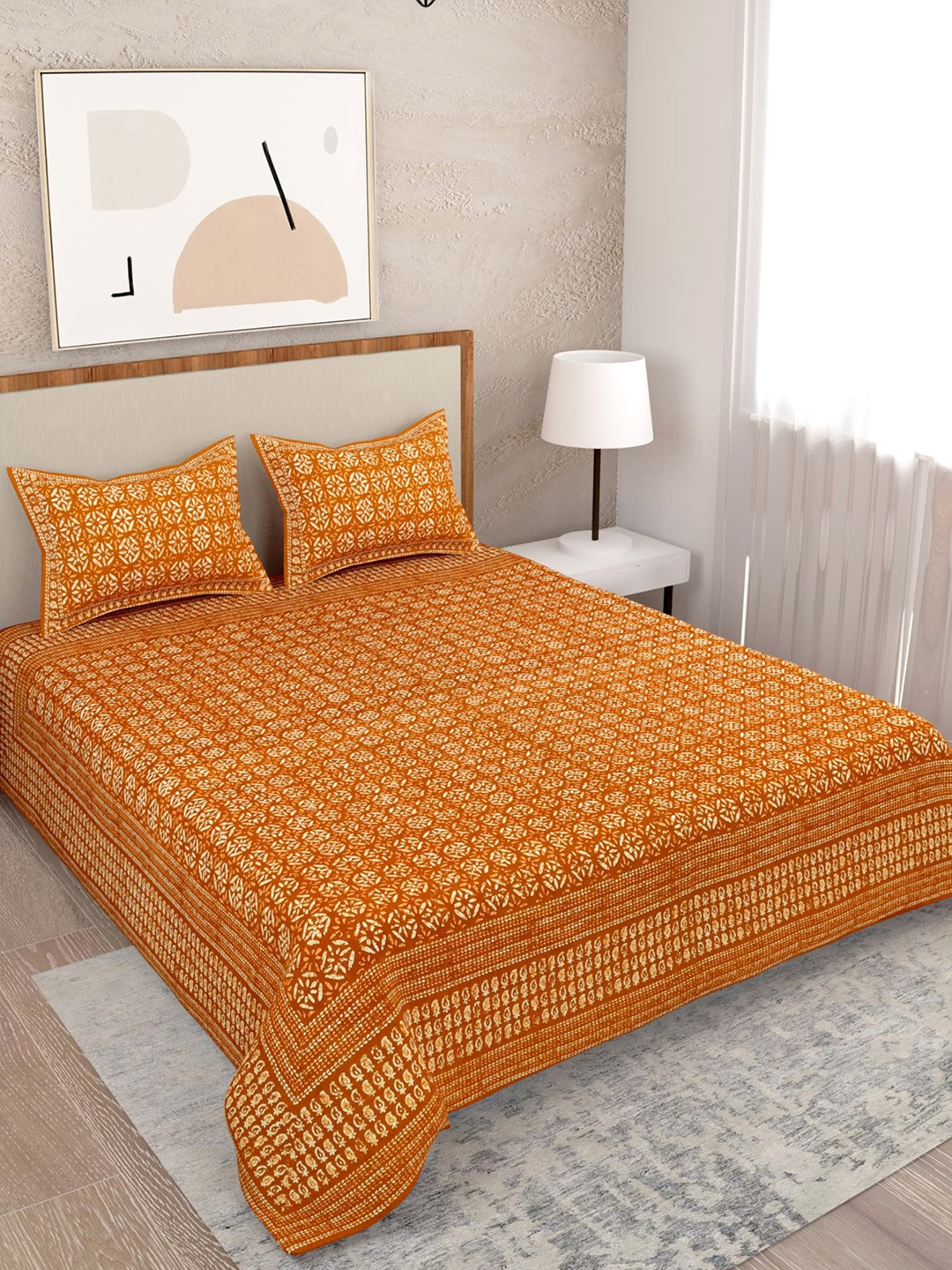 Salona Bichona Yellow & White 120 TC Ethnic Pure Cotton Queen Bedsheet & 2 Pillow Covers
Salona Bichona Yellow & White 120 TC Ethnic Pure Cotton Queen Bedsheet & 2 Pillow Covers