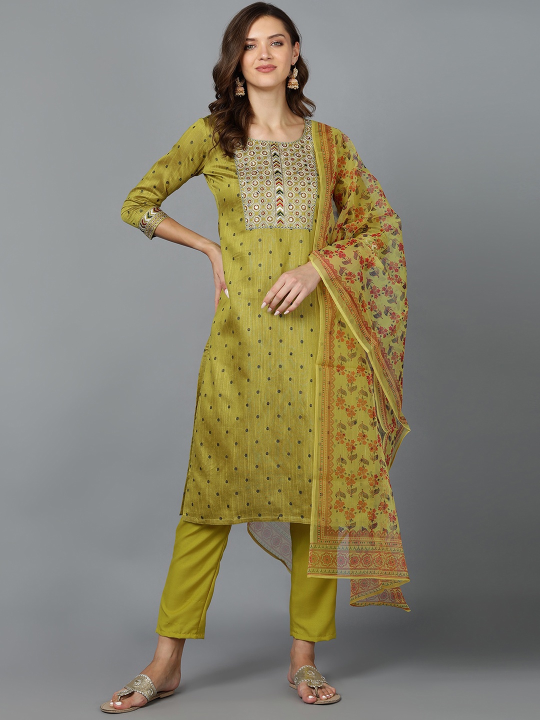 Bani Women Mustard Yellow Ethnic Motifs Printed Chanderi Silk Kurta with Trousers & With Dupatta
Bani Women Mustard Yellow Ethnic Motifs Printed Chanderi Silk Kurta with Trousers & With Dupatta