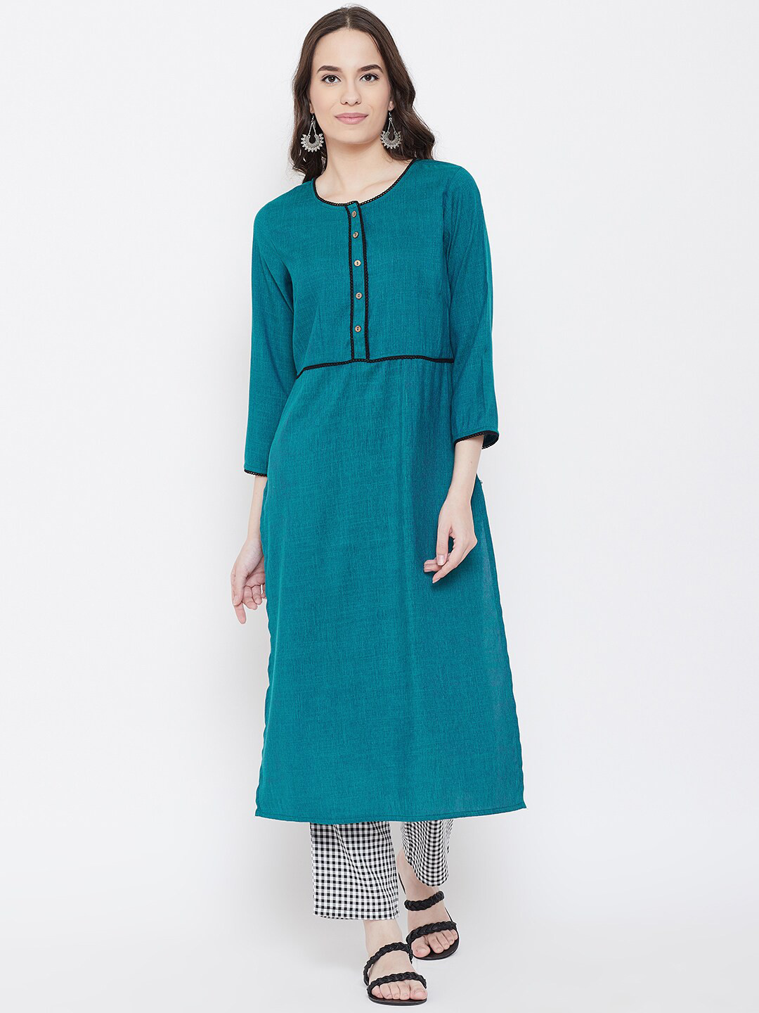 Be Indi Women Teal Pure Cotton Kurta with Trousers
Be Indi Women Teal Pure Cotton Kurta with Trousers