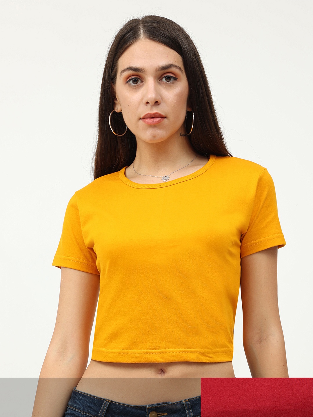 Fleximaa Women Pack of 2 Mustard Yellow & Maroon Solid Round Neck Crop Pure Cotton Top
Fleximaa Women Pack of 2 Mustard Yellow & Maroon Solid Round Neck Crop Pure Cotton Top