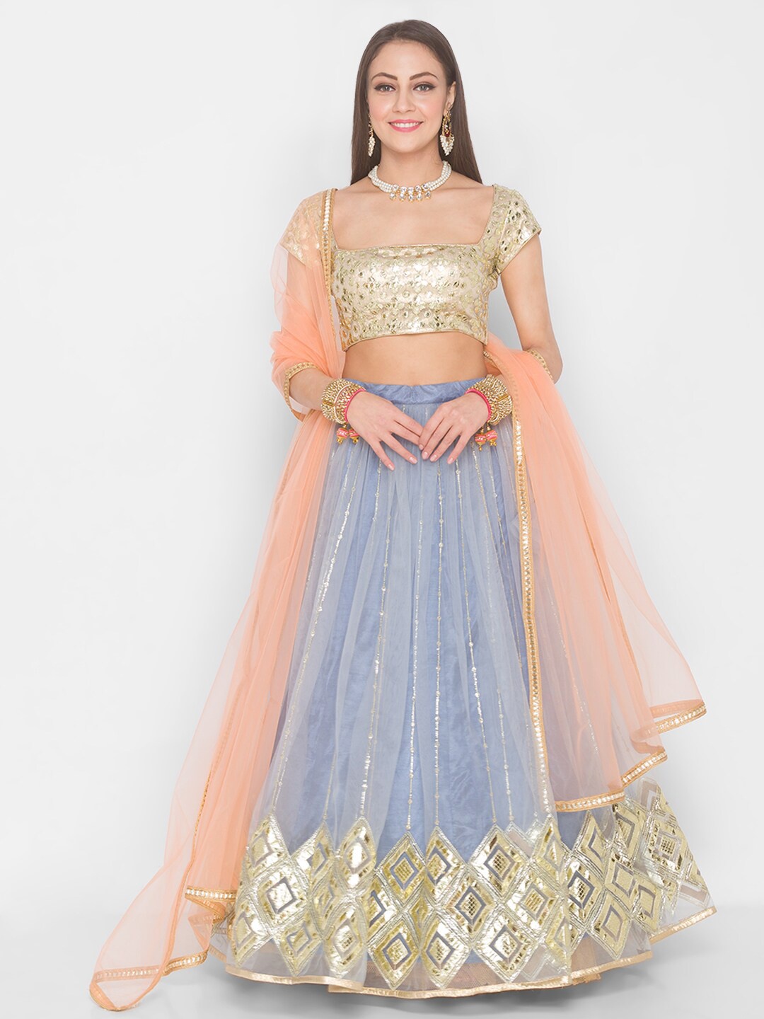 6Y COLLECTIVE Grey Melange Embellished Semi-Stitched Lehenga & Unstitched Blouse Set
6Y COLLECTIVE Grey Melange Embellished Semi-Stitched Lehenga & Unstitched Blouse Set
