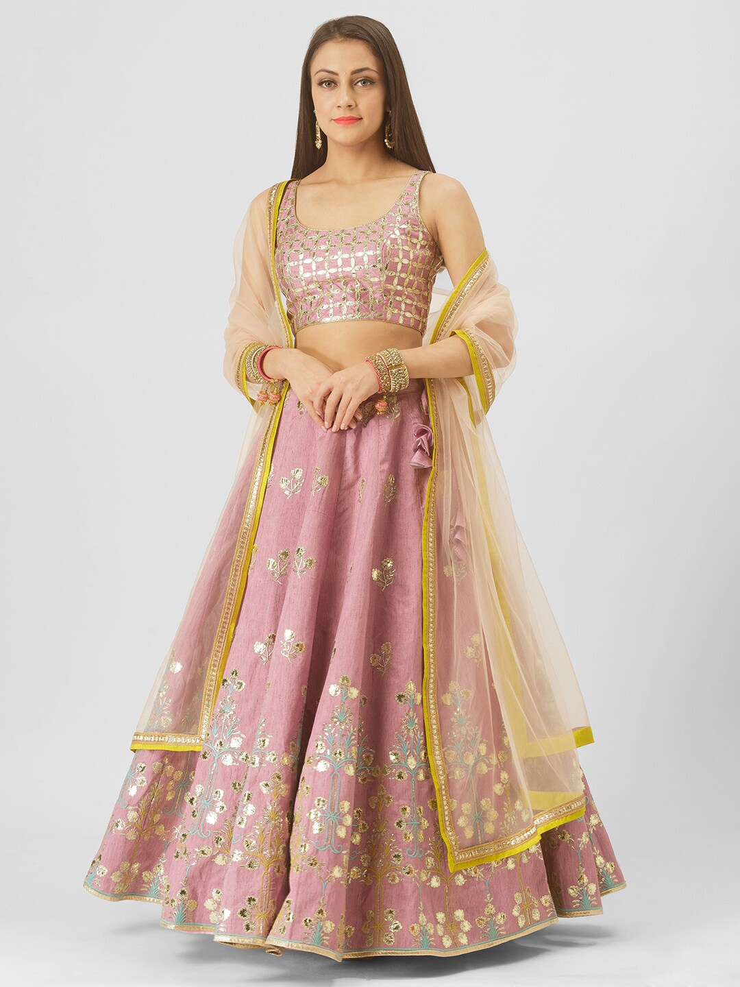 6Y COLLECTIVE Lavender & Beige Embroidered Sequinned Semi-Stitched Lehenga & Unstitched Blouse With Dupatta
6Y COLLECTIVE Lavender & Beige Embroidered Sequinned Semi-Stitched Lehenga & Unstitched Blouse With Dupatta