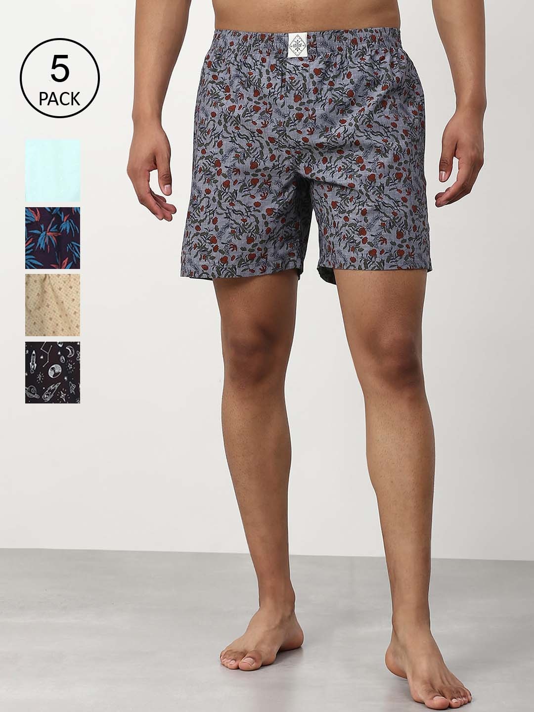 abof Men Pack Of 5 Floral Printed Shorts, Multi