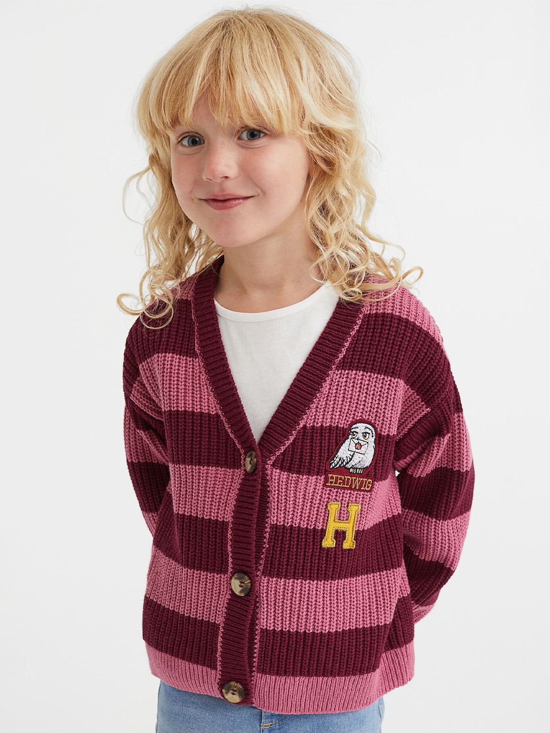 H&M Girls Pink Knitted Cardigan