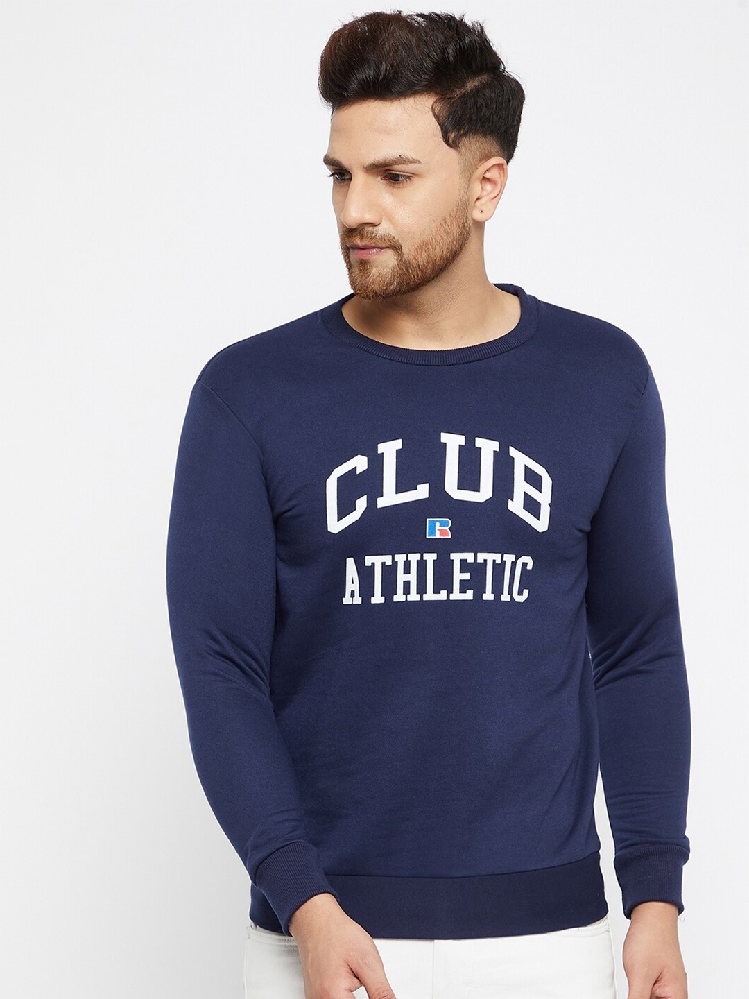 THE MILLION CLUB Men Navy Blue Printed Cotton Sweatshirt