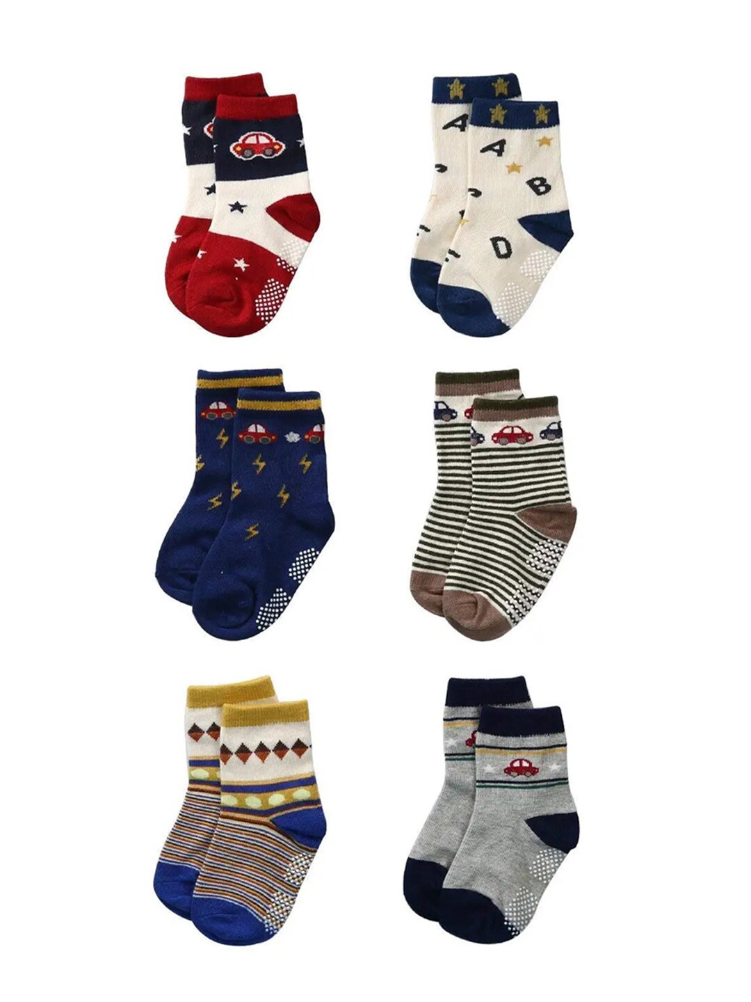 FOOTPRINT 6 Pairs Infant Kids Unisex Multi-Colored Ankle-Length Assorted Antiskid Cotton Socks
FOOTPRINT 6 Pairs Infant Kids Unisex Multi-Colored Ankle-Length Assorted Antiskid Cotton Socks