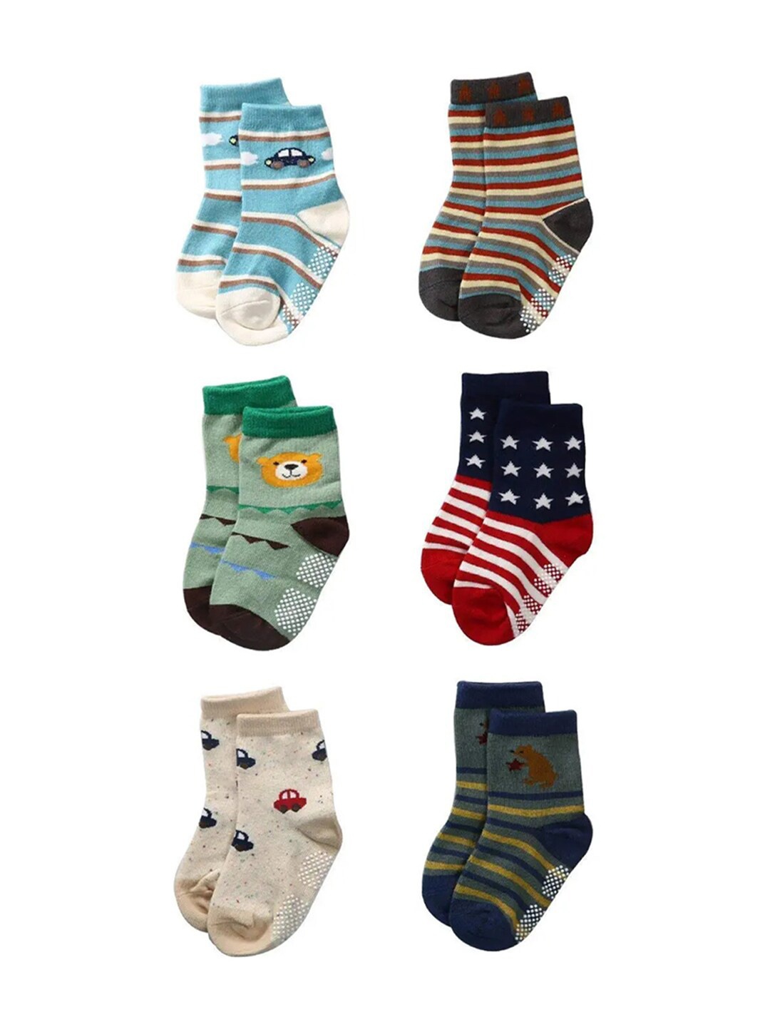 FOOTPRINT 6 Pairs Infant Kids Unisex Multi-Colored Ankle-Length Assorted Antiskid Cotton Socks, Blue
FOOTPRINT 6 Pairs Infant Kids Unisex Multi-Colored Ankle-Length Assorted Antiskid Cotton Socks, Blue