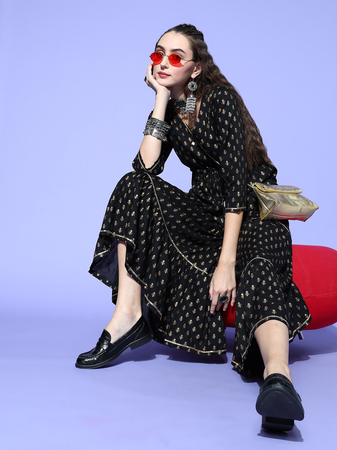Sunehri Women Black Printed New Jumpsuit