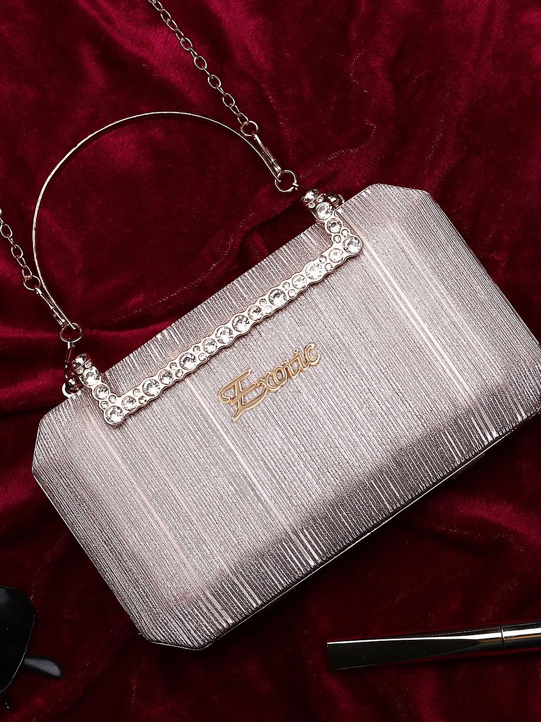 Exotic Pink Embellished Box Clutch