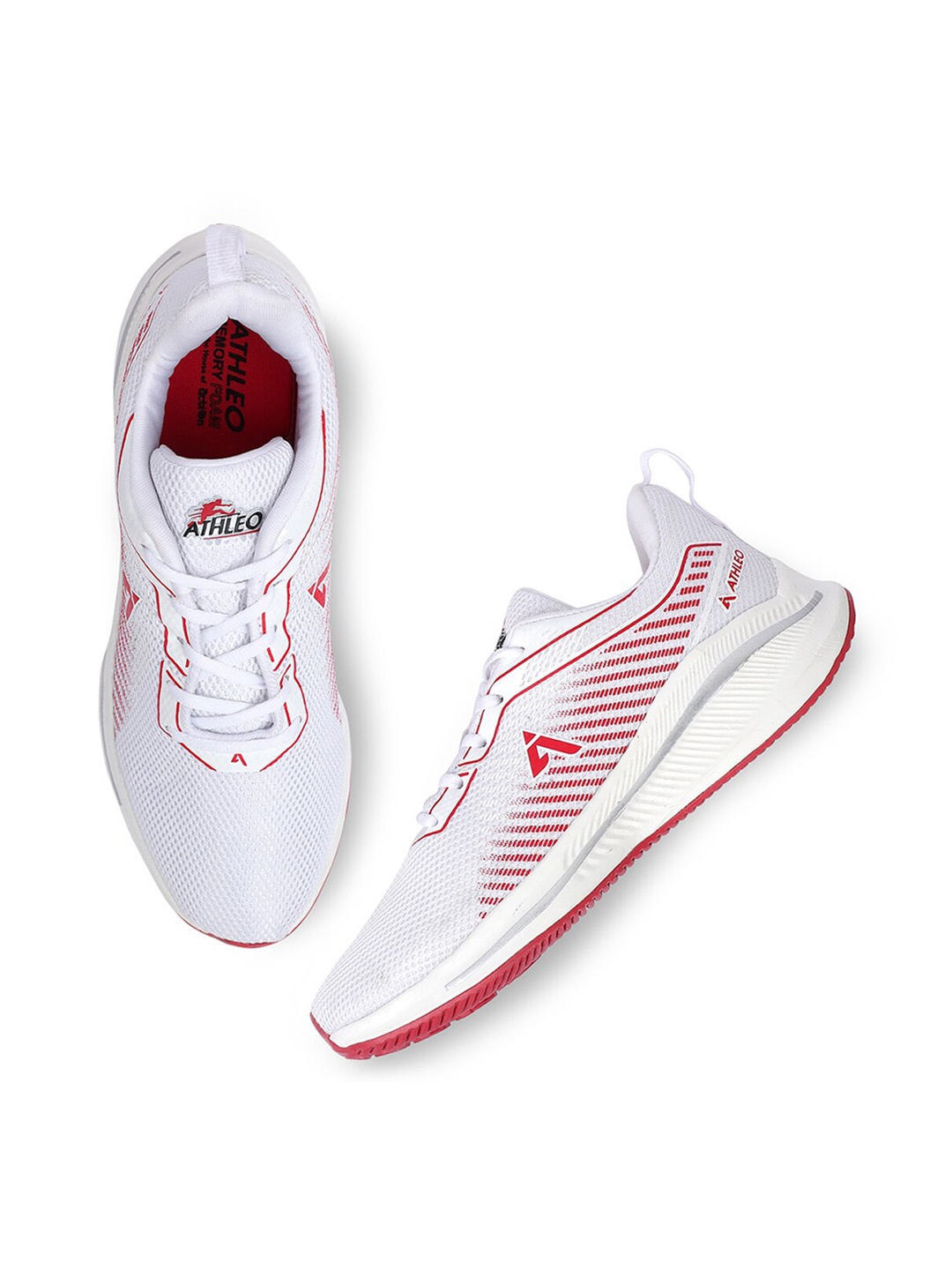 Action Men White Mesh Running Non-Marking Lace-Ups Shoes