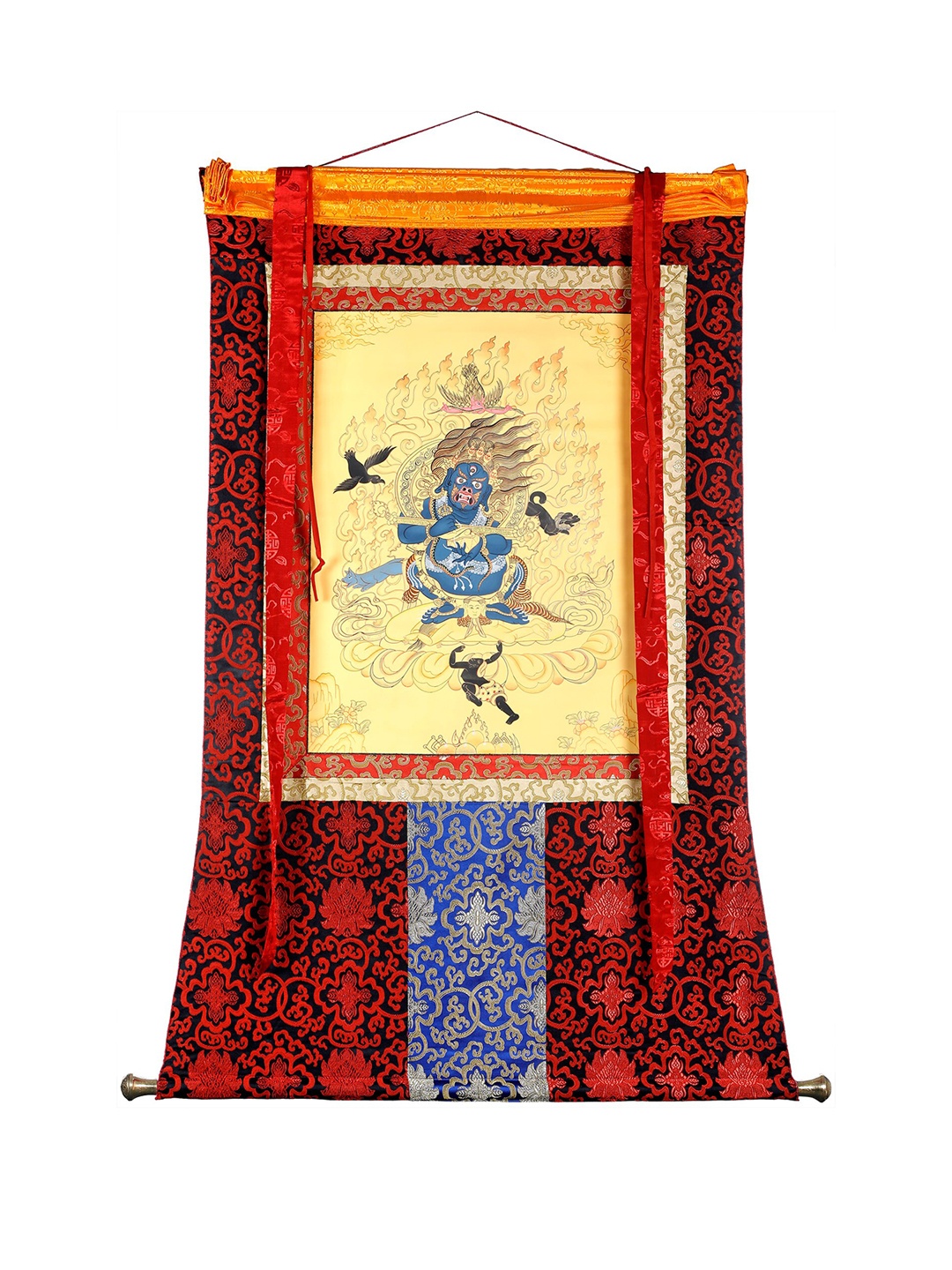 Exotic India Tibetan Buddhist Two Armed Mahakala in Cremation Ground Thangka Wall Decor, Yellow
Exotic India Tibetan Buddhist Two Armed Mahakala in Cremation Ground Thangka Wall Decor, Yellow