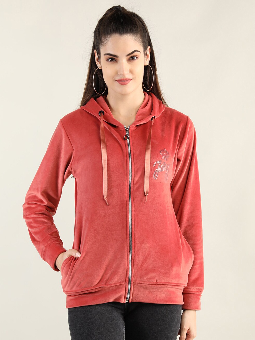 PROTEX Women Red Hooded Sweatshirt