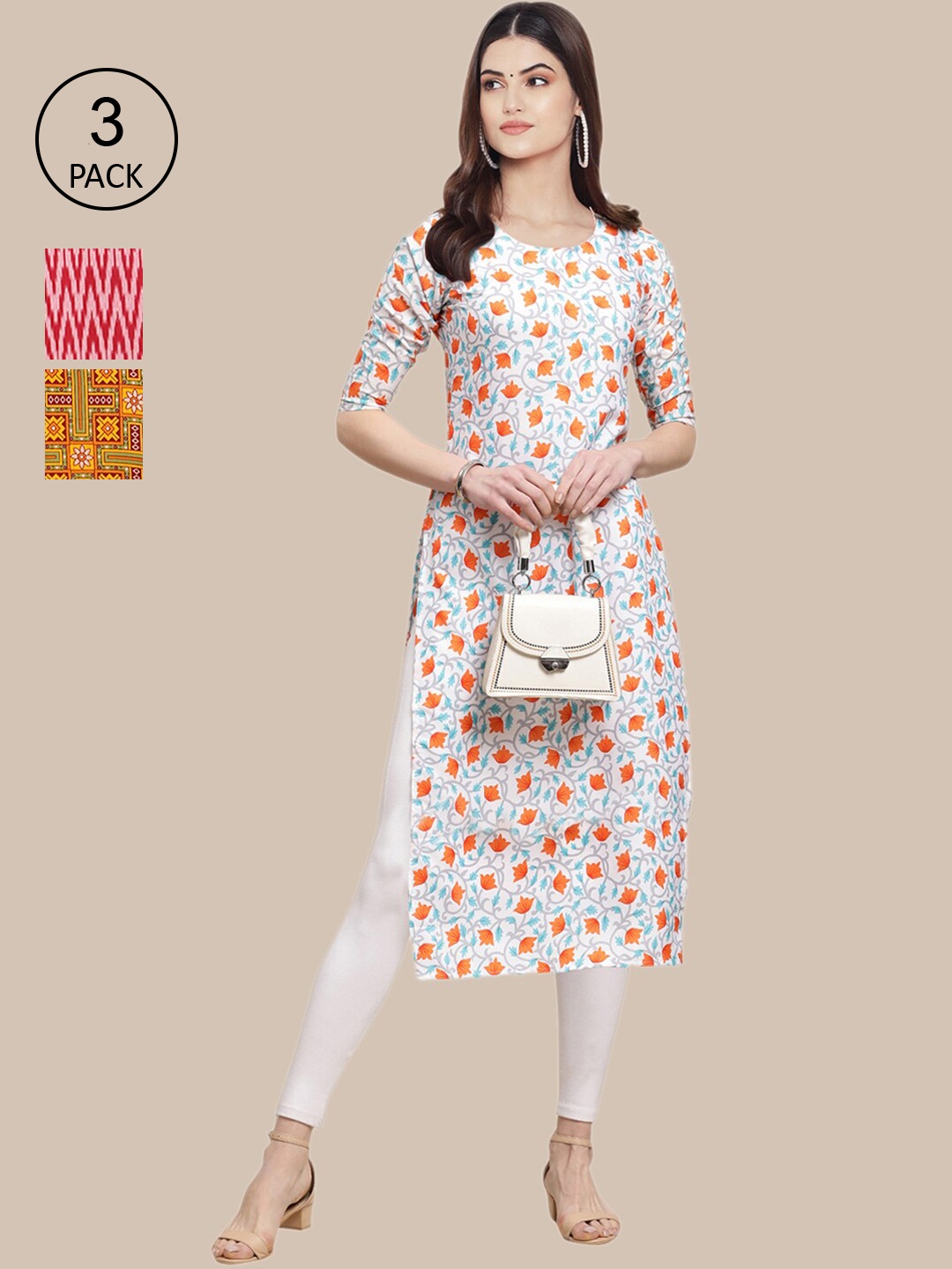 Ethnic basket Set of 3 Stylish Women's Crepe Printed Block Print Straight Kurta, Multi
Ethnic basket Set of 3 Stylish Women's Crepe Printed Block Print Straight Kurta, Multi