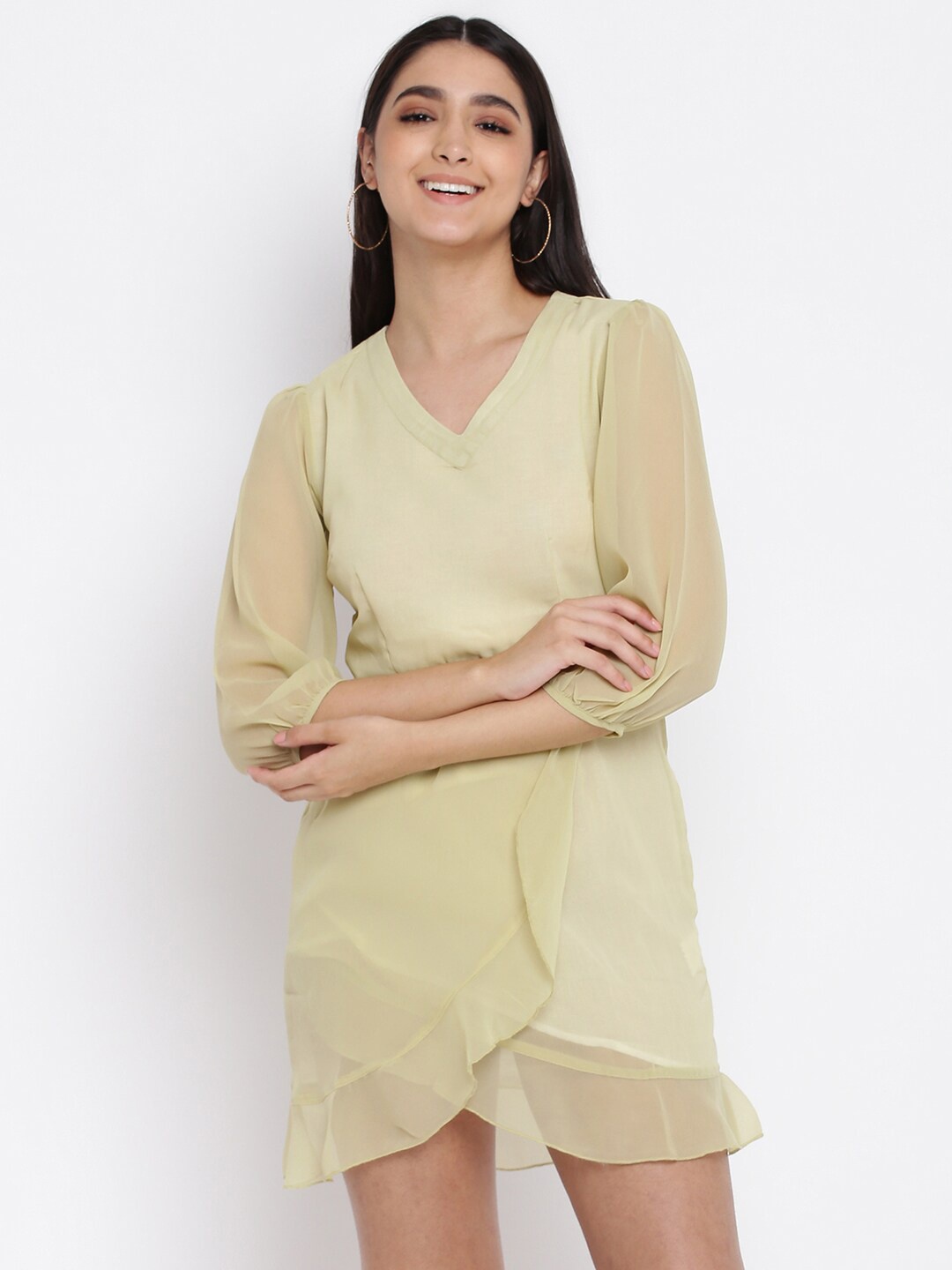 abof Women Olive Green Solid Dress