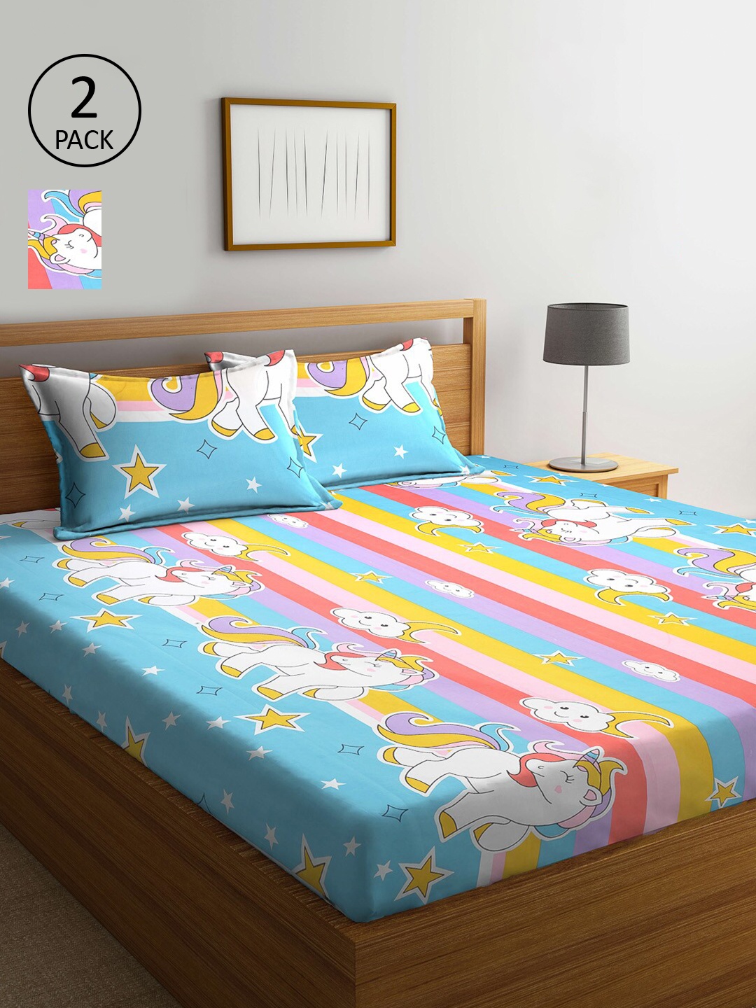 KLOTTHE Unisex Kids Cartoon Characters 300 TC Fitted Double Bed Sheet with 2 Pillow Covers, White
KLOTTHE Unisex Kids Cartoon Characters 300 TC Fitted Double Bed Sheet with 2 Pillow Covers, White