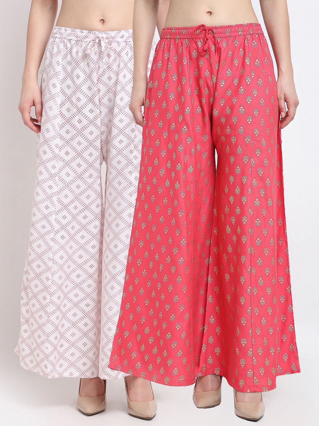 GRACIT Women Pack of 2 White & Pink Ethnic Motifs Printed Knitted Ethnic Palazzos
GRACIT Women Pack of 2 White & Pink Ethnic Motifs Printed Knitted Ethnic Palazzos