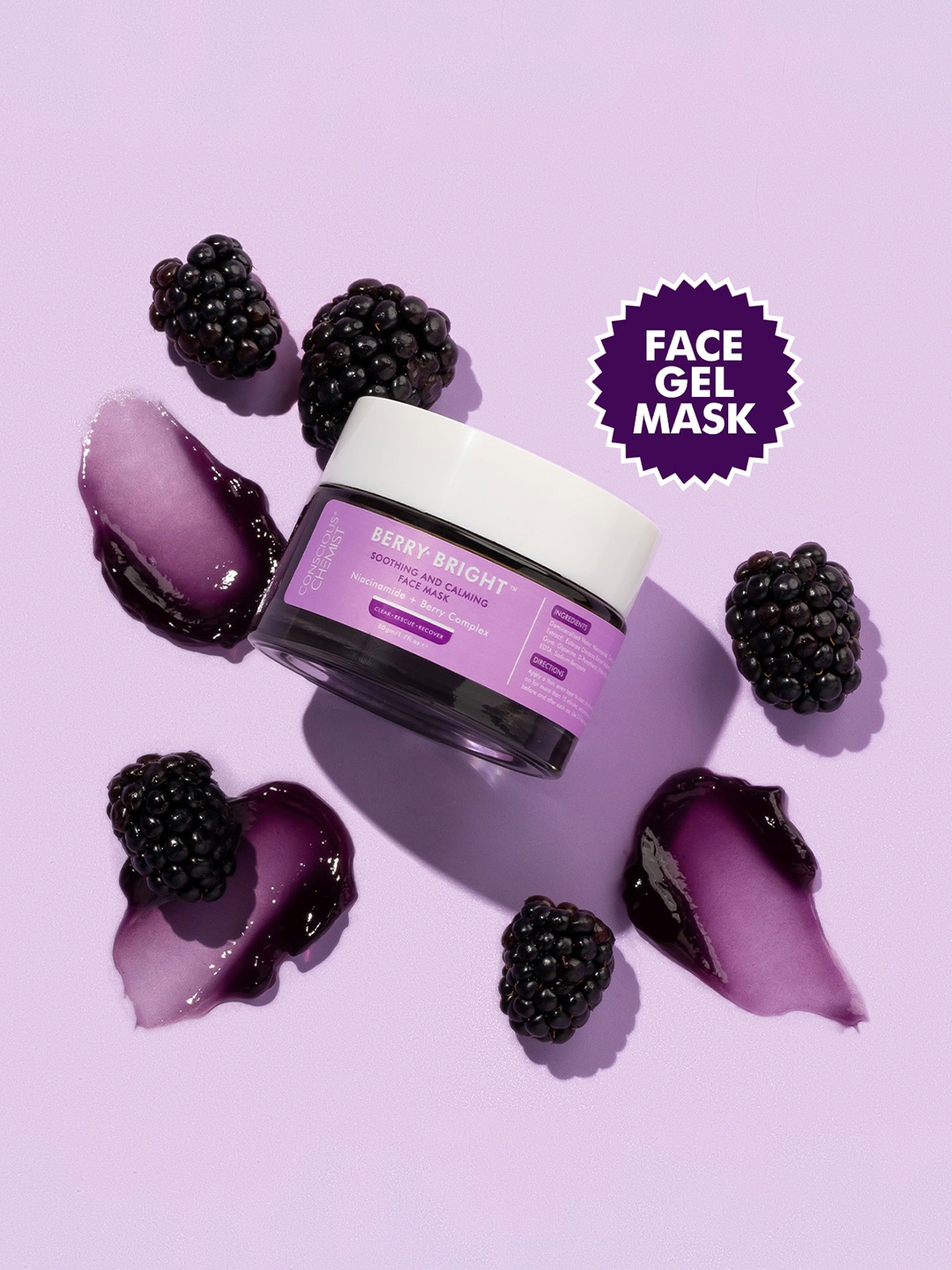 Conscious Chemist Pore Refining Face Mask with Niacinamide & Berry Extracts - 50g, Purple
Conscious Chemist Pore Refining Face Mask with Niacinamide & Berry Extracts - 50g, Purple