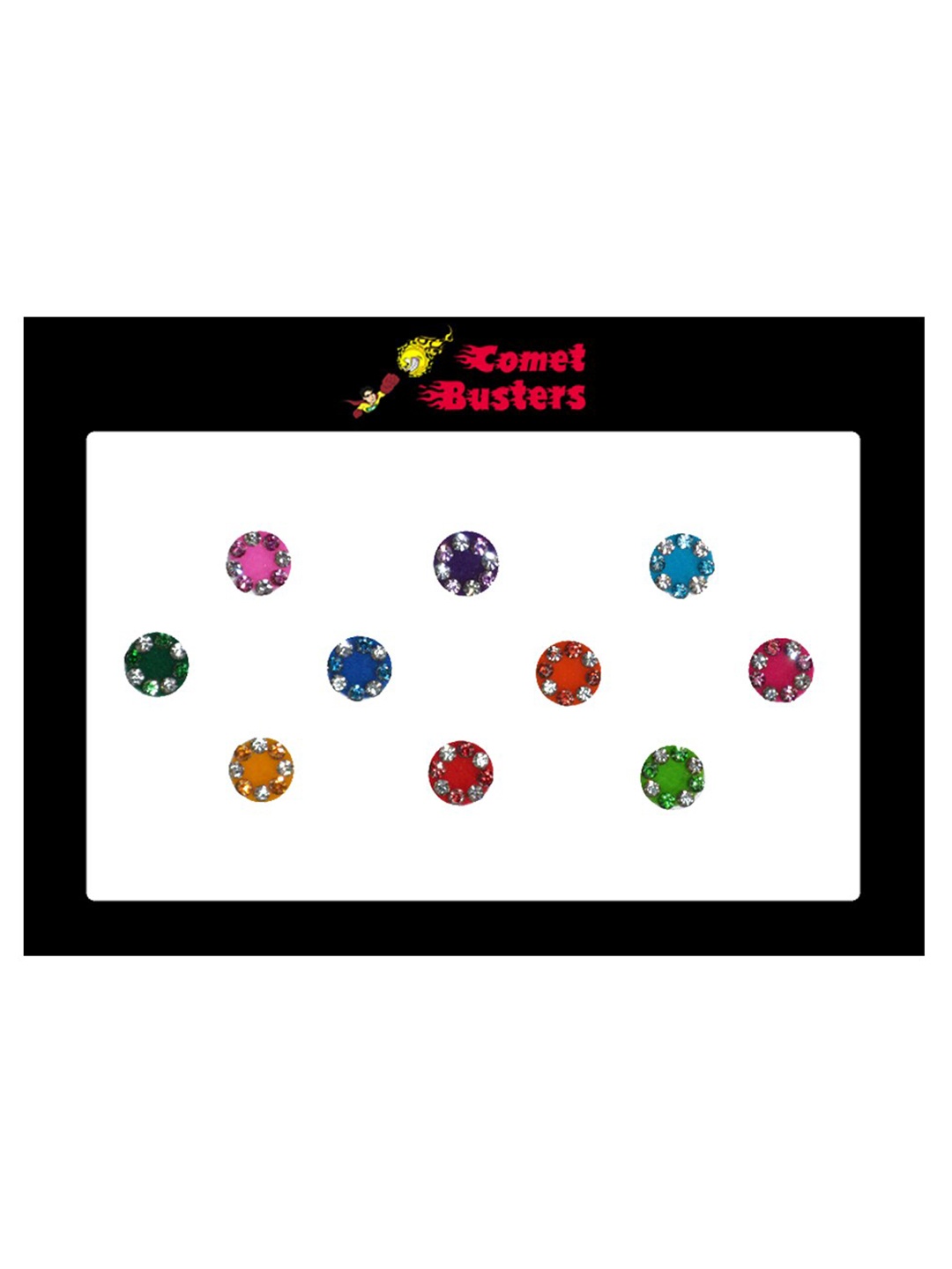 Comet Busters 10 Pcs Reusable Circular Embellished Designer Bindis - Multicoloured, Multi
Comet Busters 10 Pcs Reusable Circular Embellished Designer Bindis - Multicoloured, Multi