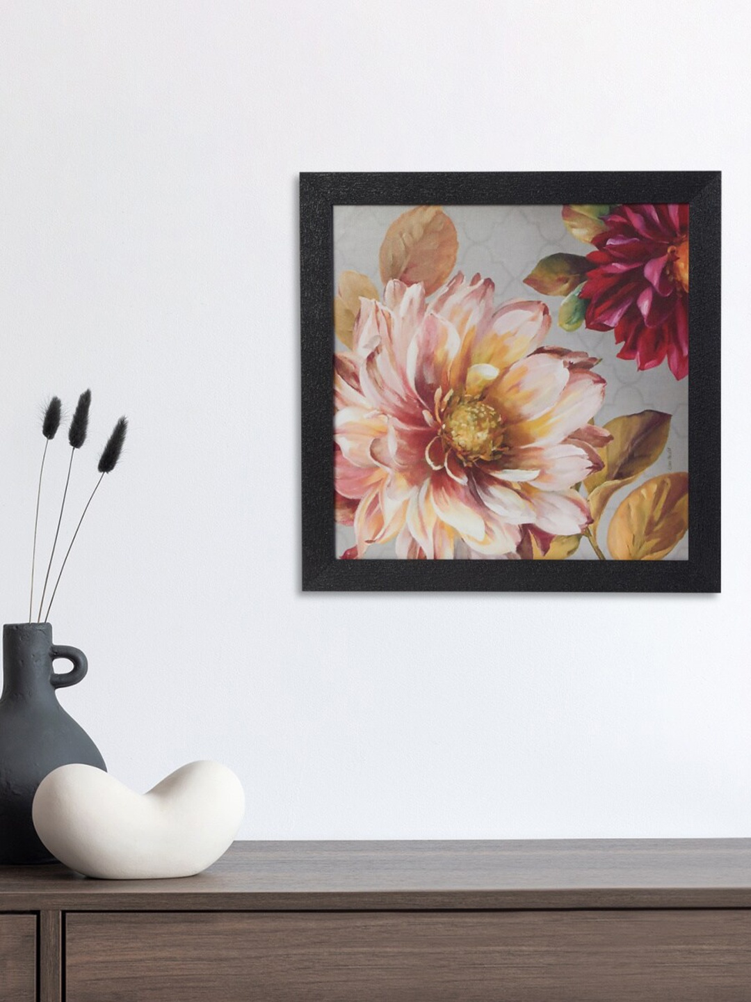 Home Centre Pink & Cream Aura Flora Printed Morning Flower Wooden Wall Art