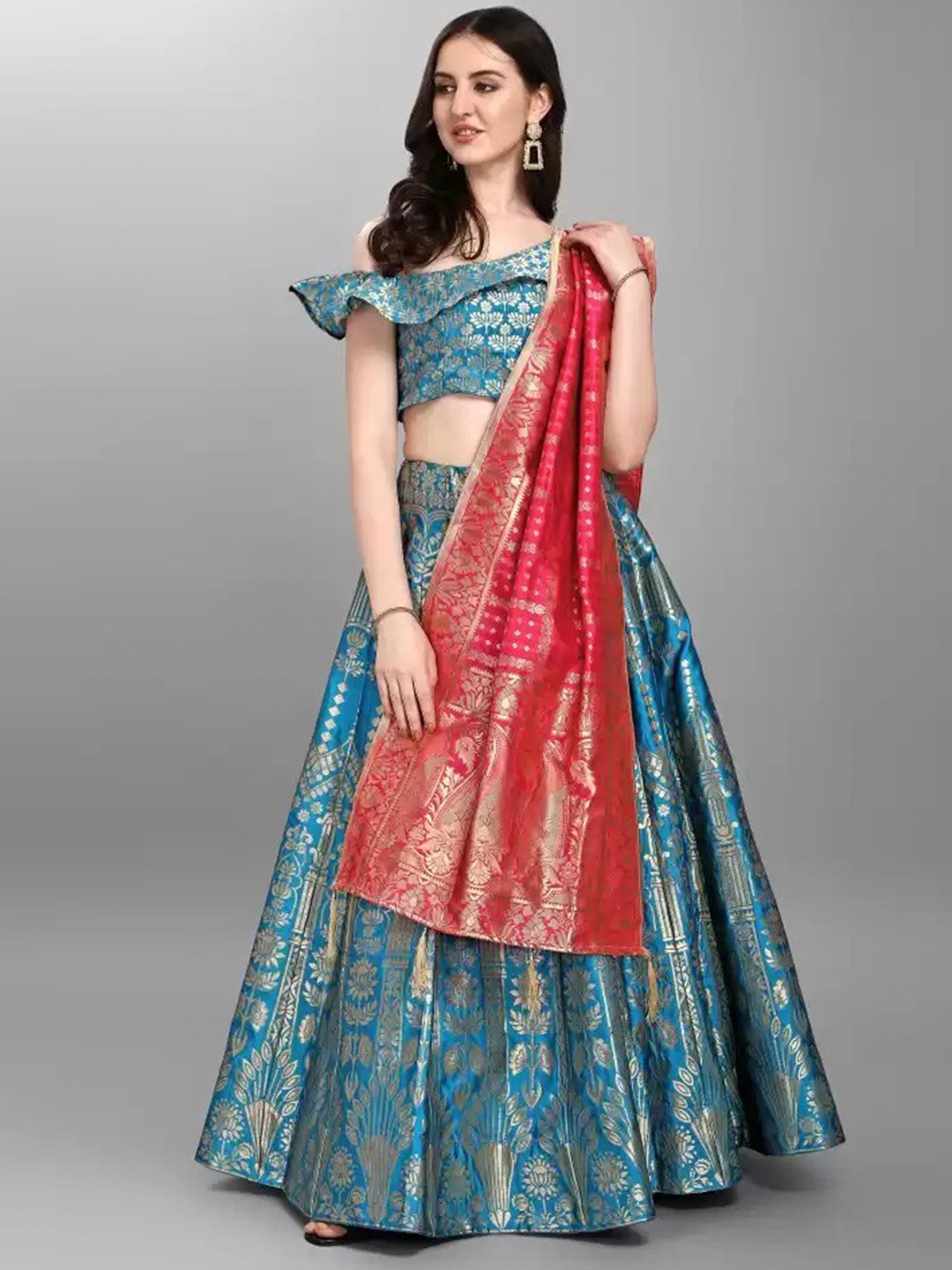 Fashion Basket Blue Woven Design Semi-Stitched Lehenga & Unstitched Blouse With Dupatta
Fashion Basket Blue Woven Design Semi-Stitched Lehenga & Unstitched Blouse With Dupatta