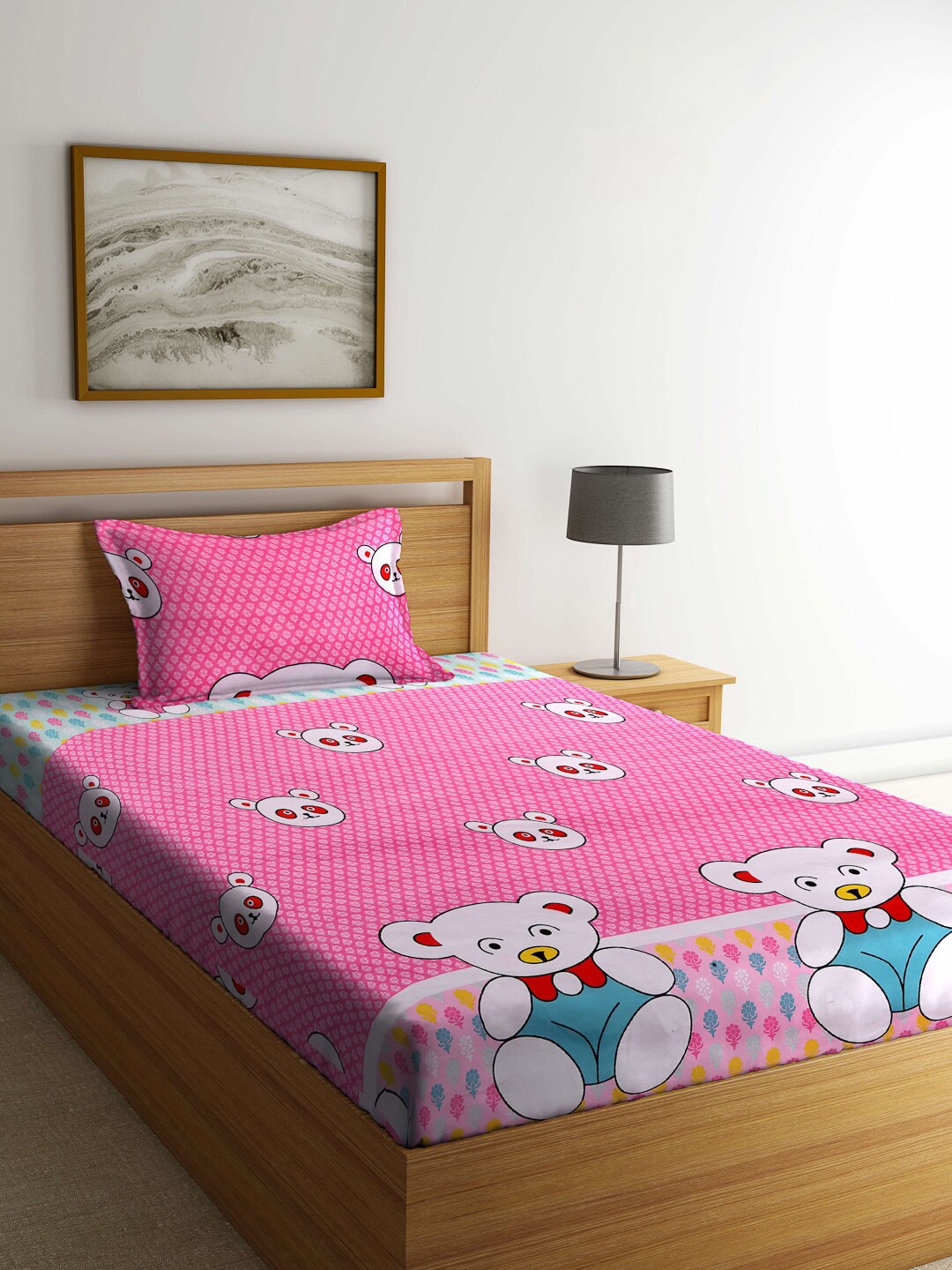 KLOTTHE Pink & White Cartoon Characters Fitted 300 TC Single Bedsheet with 1 Pillow Covers
KLOTTHE Pink & White Cartoon Characters Fitted 300 TC Single Bedsheet with 1 Pillow Covers