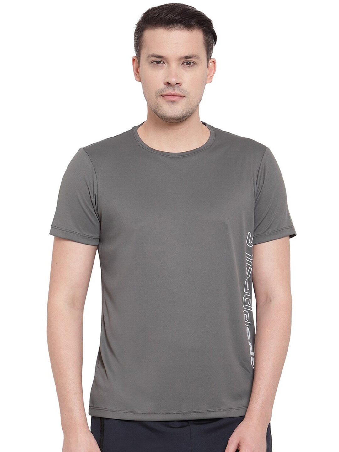 UNPAR Men Grey Typography Printed T-shirt