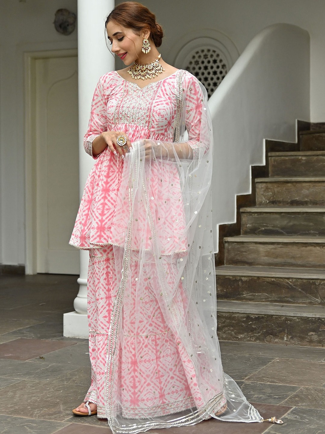 Lavanya The Label Women Dyed Gotta Patti Pure Cotton Kurti with Sharara & With Dupatta, Pink
Lavanya The Label Women Dyed Gotta Patti Pure Cotton Kurti with Sharara & With Dupatta, Pink