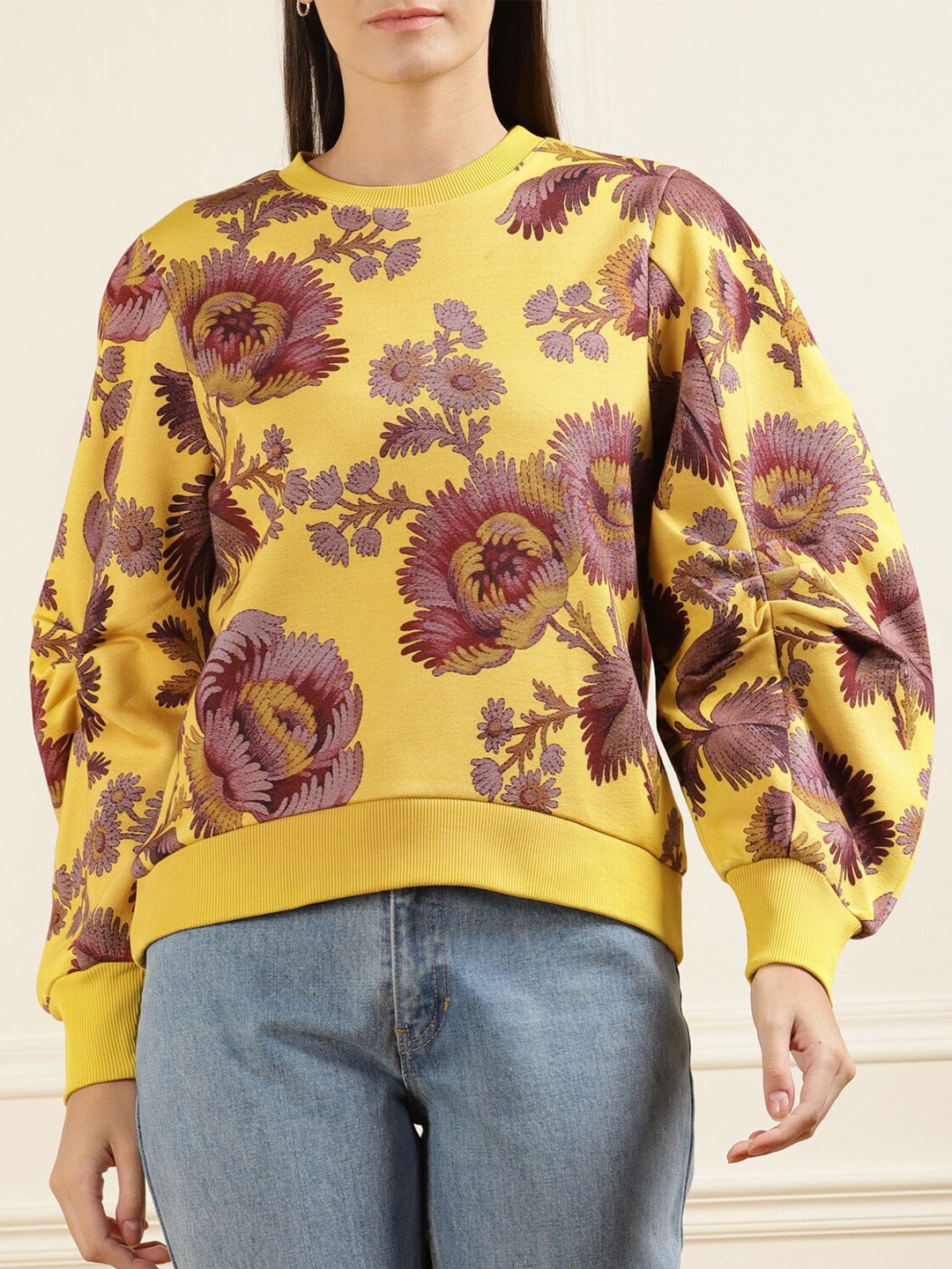 Ted Baker Women Yellow Printed Sweatshirt