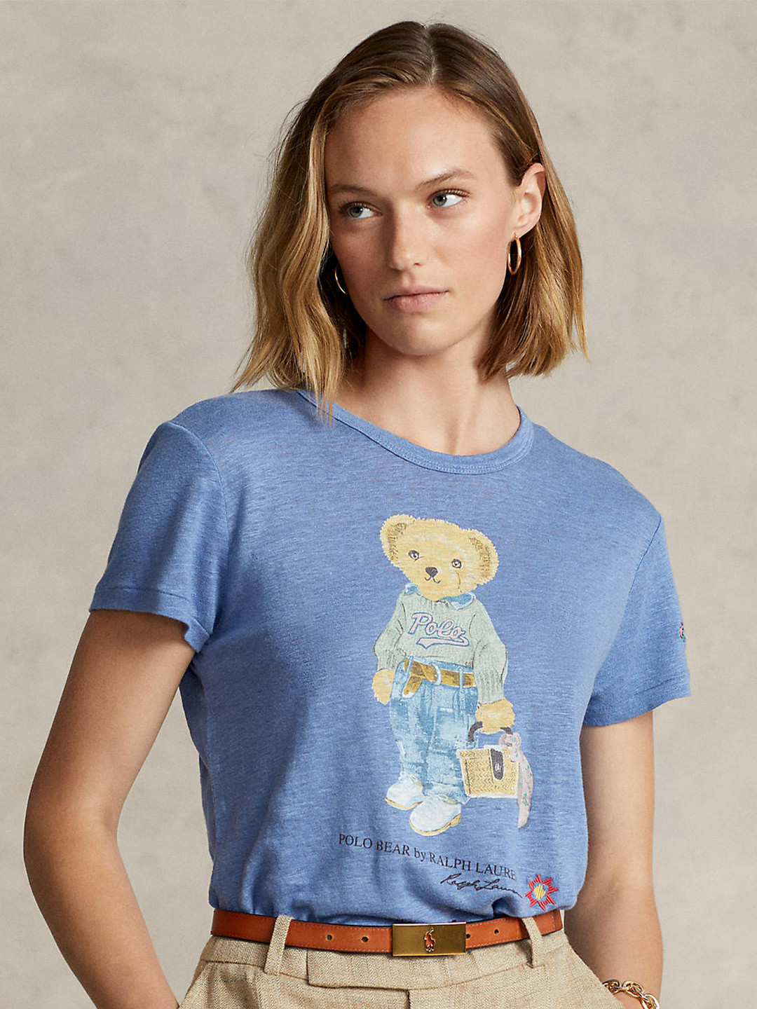 Polo Ralph Lauren Women Blue Printed Linen T-shirt 
Polo Ralph Lauren Women Blue Printed Linen T-shirt