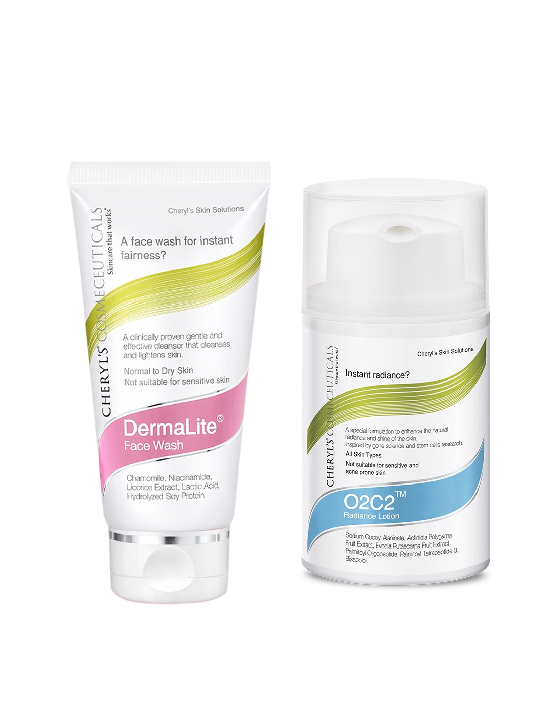 Cheryls Cosmeceuticals Combo Of DermaBright Face Wash 50 g & O2C2 Radiance Lotion 50 ml, White
Cheryls Cosmeceuticals Combo Of DermaBright Face Wash 50 g & O2C2 Radiance Lotion 50 ml, White