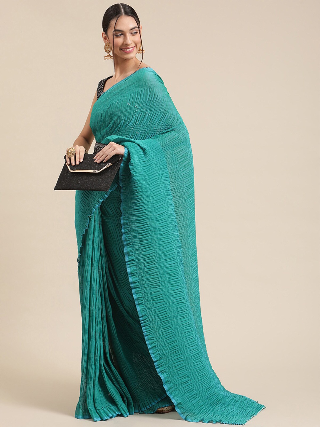 ODETTE Teal Saree