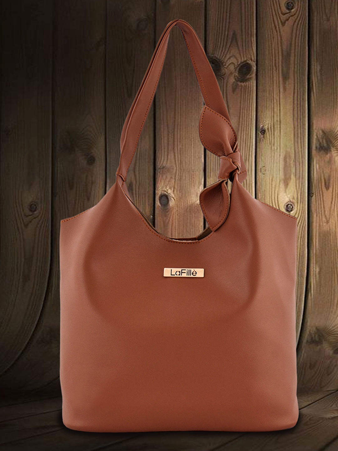 LaFille Tan PU Shopper Shoulder Bag