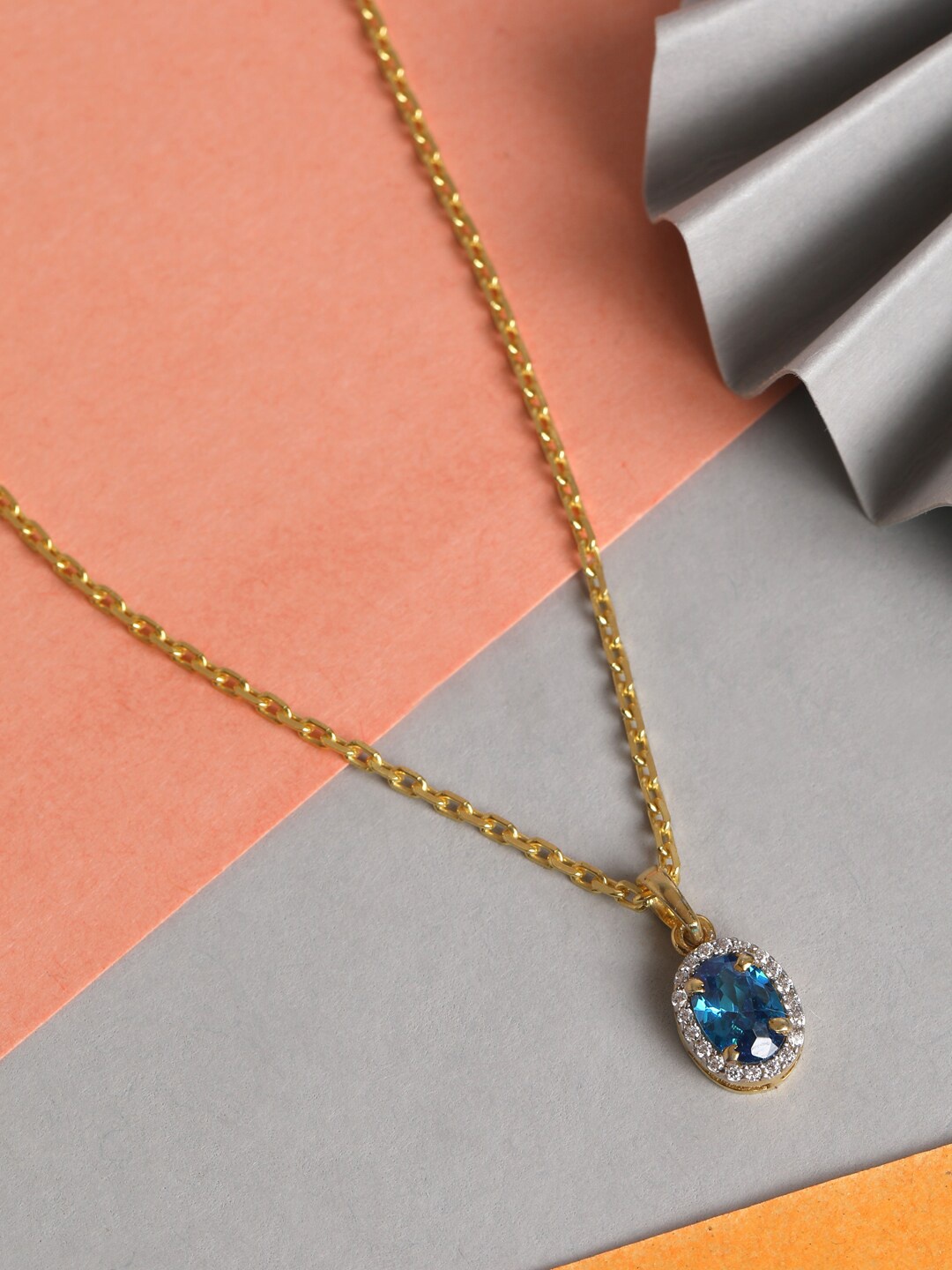 Clara Women 925 Sterling Silver Blue & White Gold-Plated CZ-Studded Pendant With Chain
Clara Women 925 Sterling Silver Blue & White Gold-Plated CZ-Studded Pendant With Chain