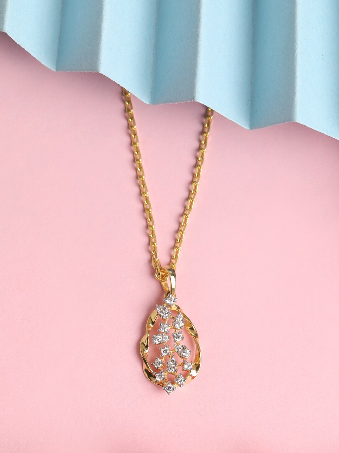 Clara Women 925 Sterling Silver Gold-Plated & White CZ-Studded Pendant With Chain
Clara Women 925 Sterling Silver Gold-Plated & White CZ-Studded Pendant With Chain