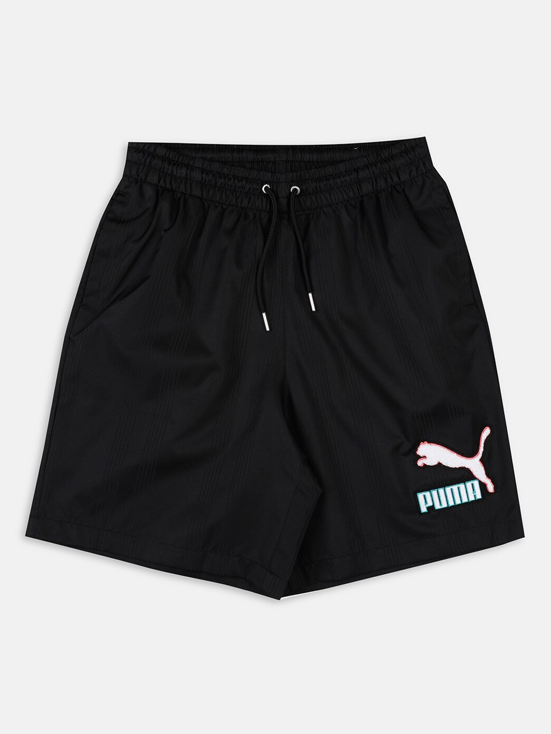 Puma Boys Black Brand Logo Printed Shorts