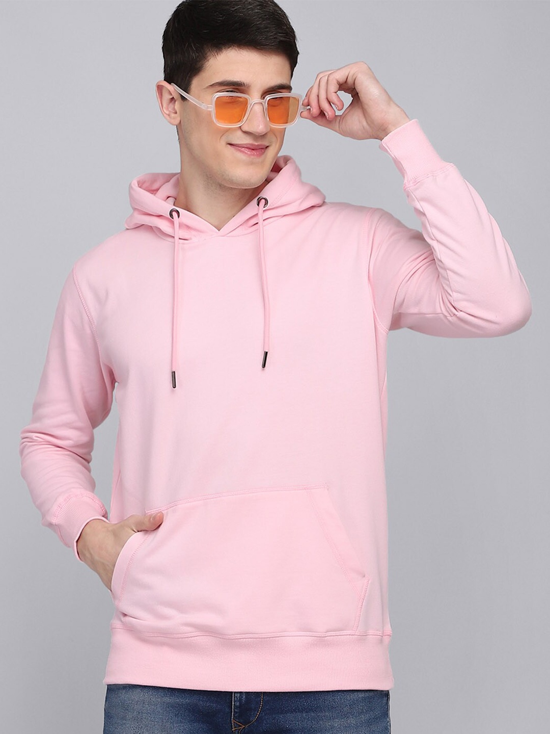 Free Authority Men Pink Hooded Sweatshirt