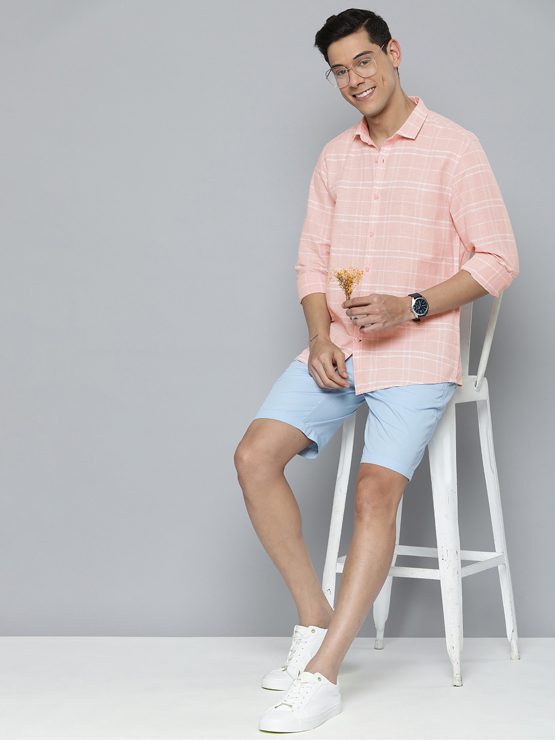 Mast & Harbour Men Light Pink & White Grid Tattersall Checked Cotton Linen Casual Shirt
Mast & Harbour Men Light Pink & White Grid Tattersall Checked Cotton Linen Casual Shirt