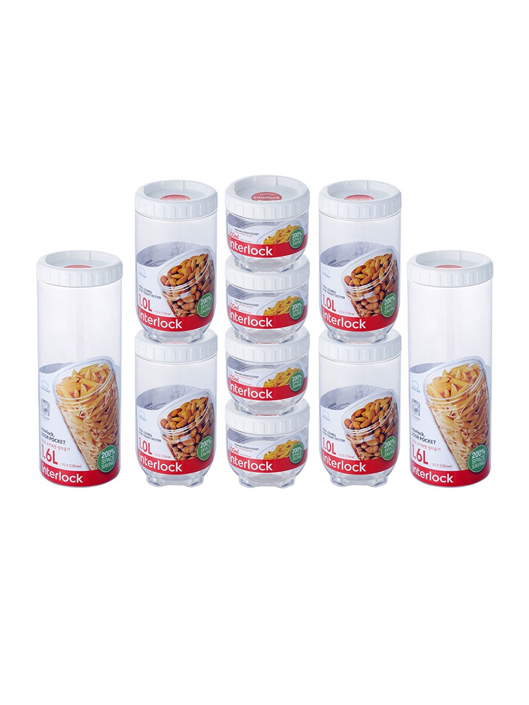 Lock & Lock Transparent & White Set of 10 Solid Kitchen Storage