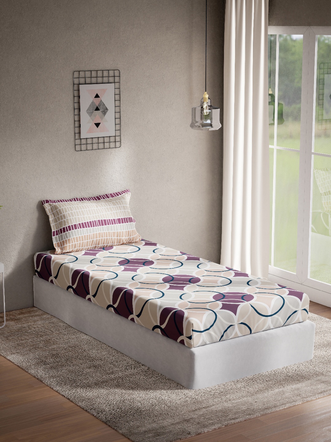 DDecor Burgundy & White Geometric Cotton 144 TC Single Bedsheet with 1 Pillow Covers
DDecor Burgundy & White Geometric Cotton 144 TC Single Bedsheet with 1 Pillow Covers