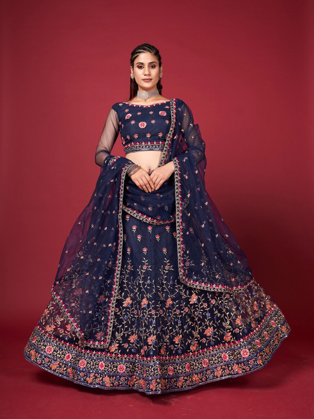 SHOPGARB Blue & Pink Embellished Thread Work Semi-Stitched Lehenga & Unstitched Blouse With Dupatta
SHOPGARB Blue & Pink Embellished Thread Work Semi-Stitched Lehenga & Unstitched Blouse With Dupatta
