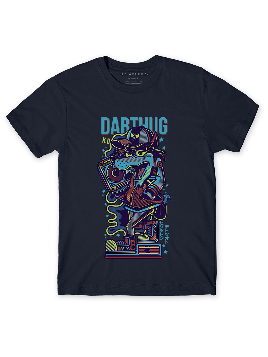 THREADCURRY Boys Navy Blue Typography Printed T-shirt